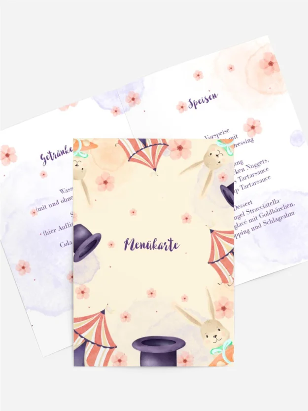 Menükarte Geburtstag Zirkuswelt