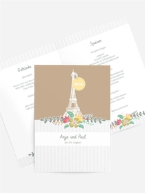 Menükarte zur Hochzeit Paris