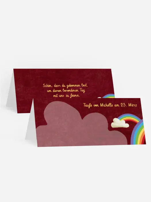 Tischkarte Taufe Regenbogenfantasie