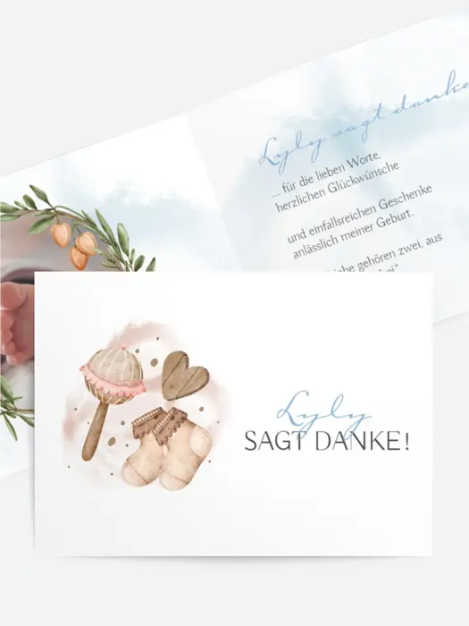 Baby Dankeskarte Auf weich