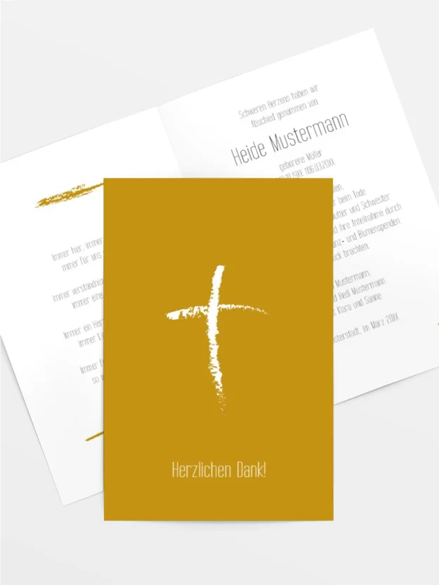 Trauerdanksagung Kreidekreuz hoch