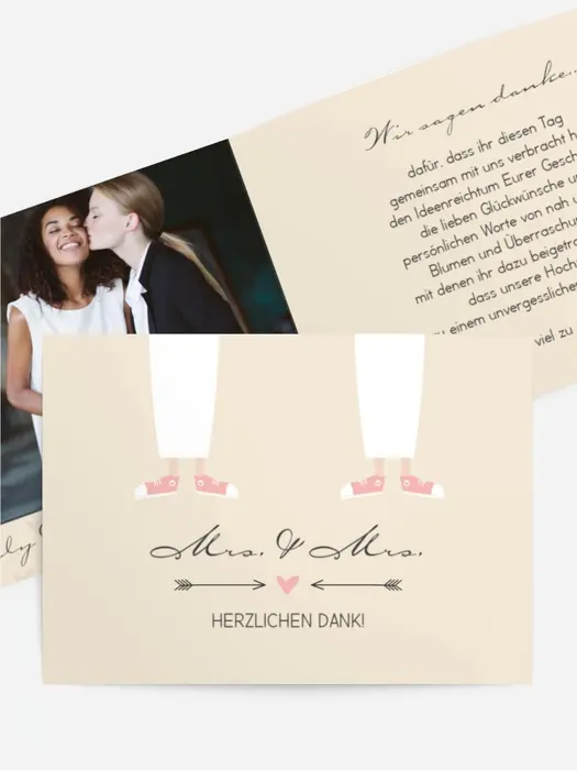 Dankeskarte Hochzeit "Pärchen - Frauen"