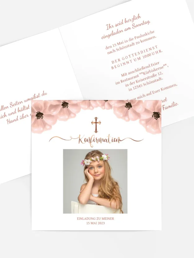 Einladungskarte Konfirmation Blumige Konfirmation Einladungskarte Konfirmation Blumige Konfirmation