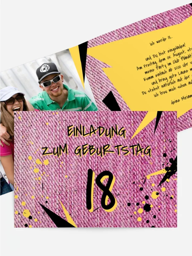 Einladung zum 18. Geburtstag Jeans Style 18 Foto