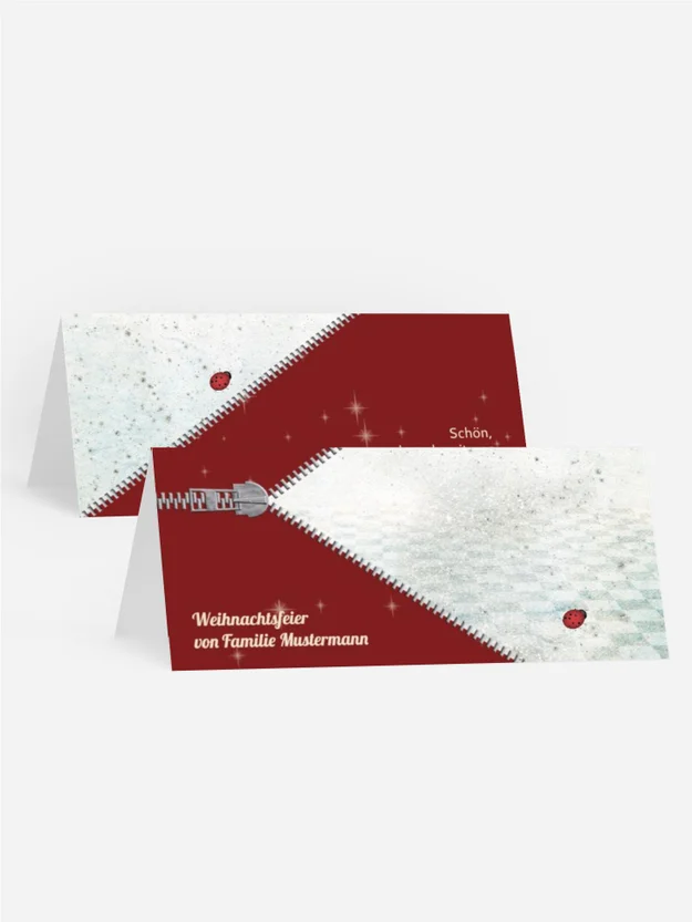 Tischkarte zur Weihnachtsfeier Reißverschluss