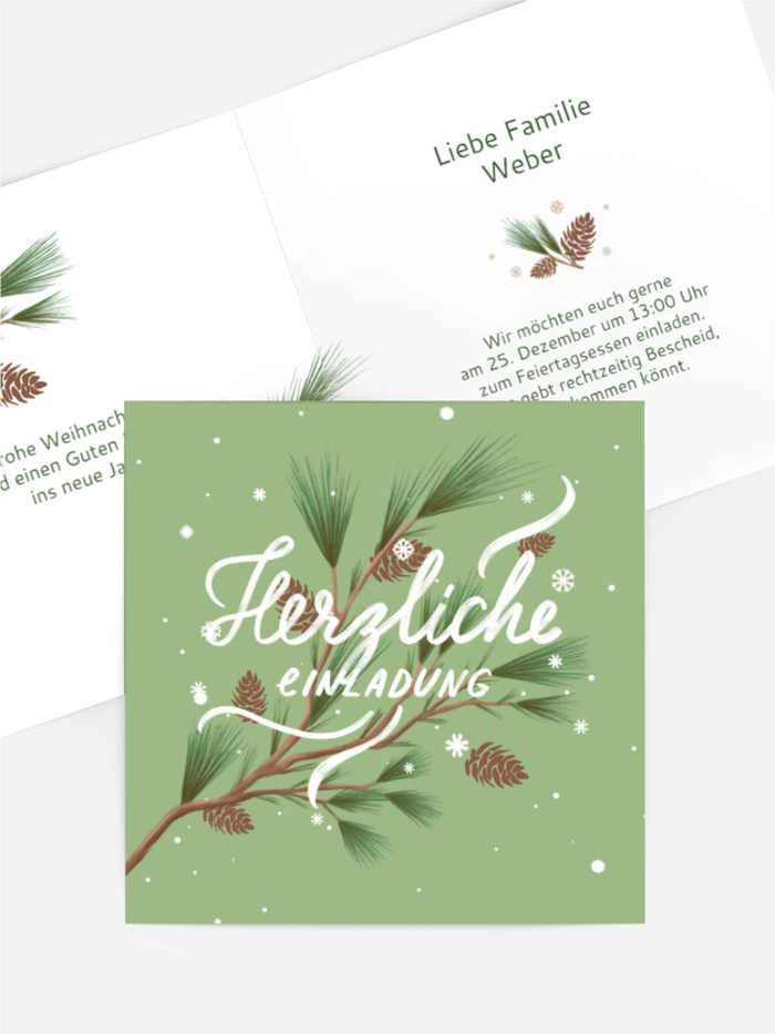 Einladung Weihnachten Weihnachtsbaum Zweig