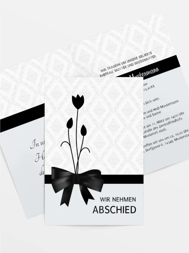 Trauerkarte Schleife hoch Trauerkarte Schleife hoch