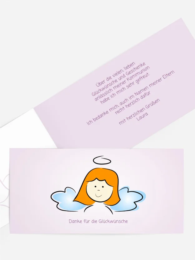 Dankeskarte Kommunion Engelchen Mädchen