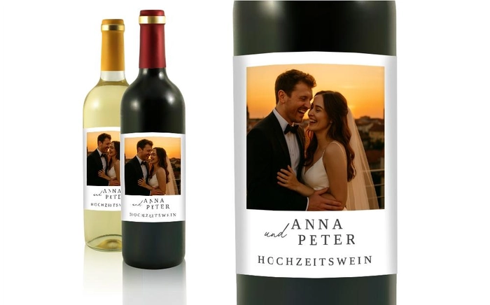 Hochzeit Flaschenetiketten Sonnenuntergangskaskade
