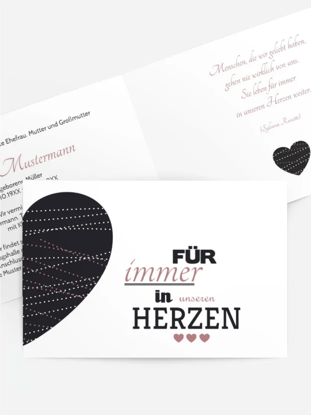 Trauerkarte Herz quer
