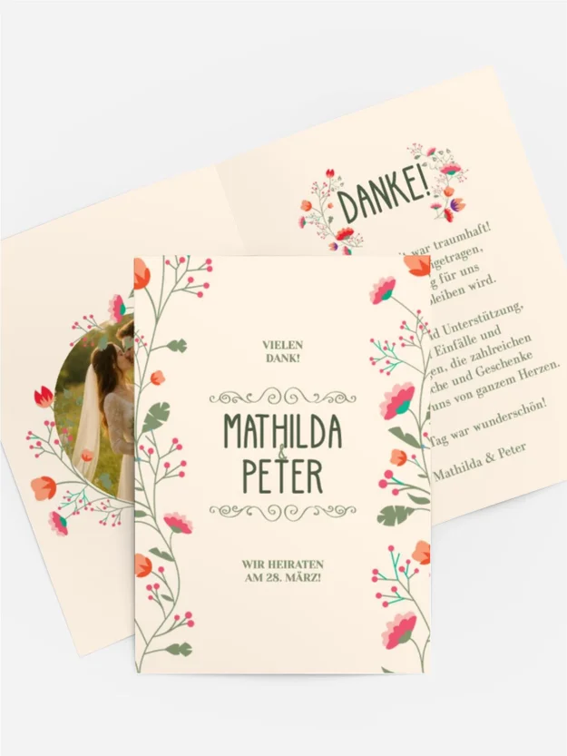 Dankeskarte Lebendiger Blumenstrauß