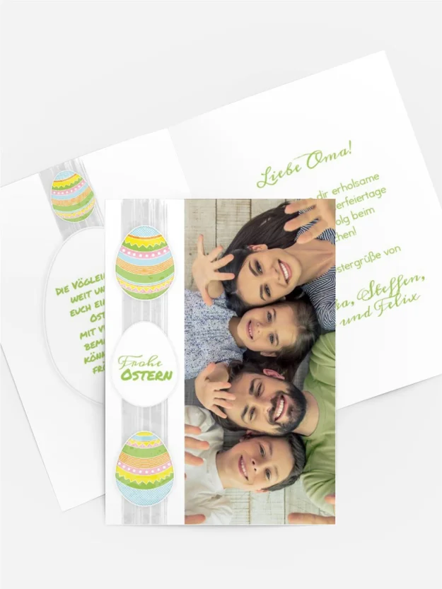 Osterkarte bunte Ostereier Osterkarte bunte Ostereier