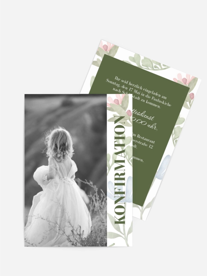 Einladungskarte Konfirmation Blumenkleid Einladungskarte Konfirmation Blumenkleid