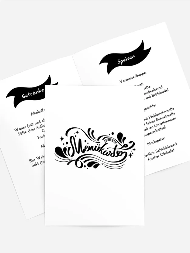 Menükarte Geburtstag Stilvolle Schriftart