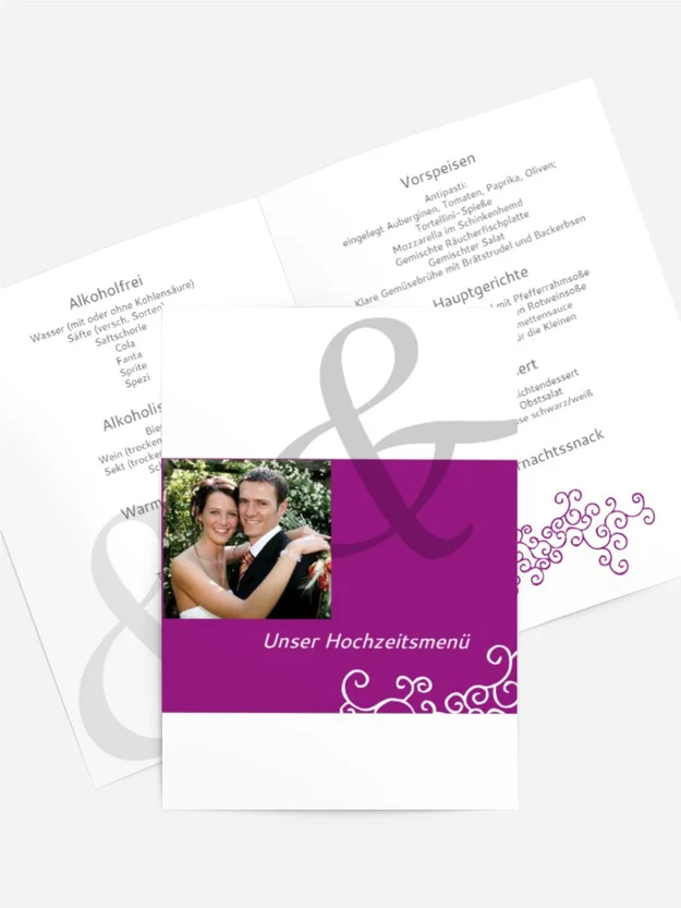 Menükarte Band der Liebe