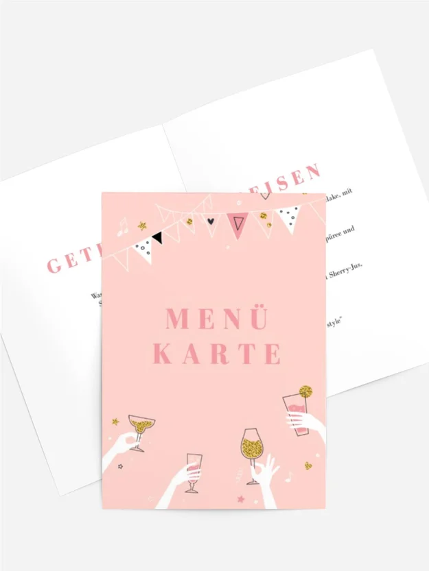 Menükarte Geburtstag Gläser oben drauf