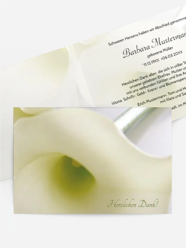 Trauerdanksagung Calla quer