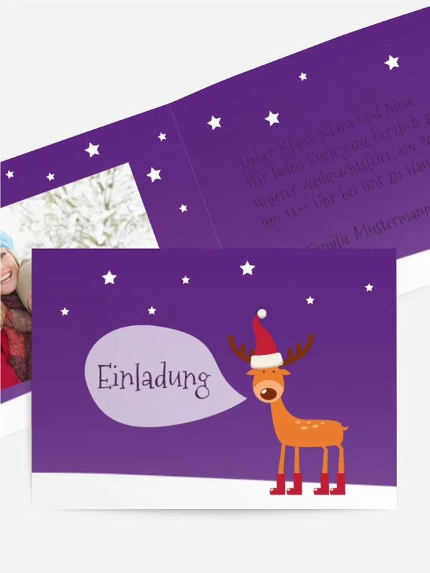 Fotoweihnachtseinladung Rentier
