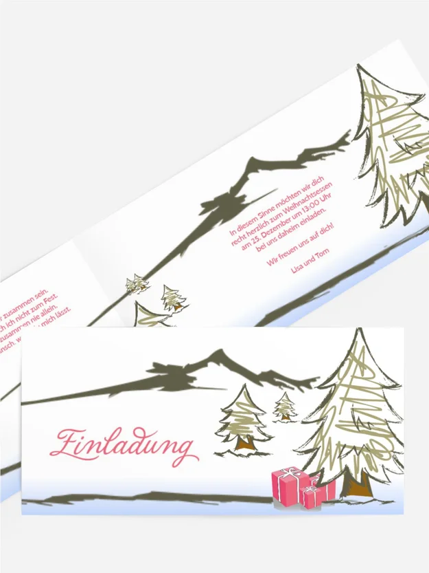 Einladungskarte Privat Weihnachten Scribble
