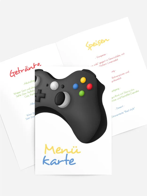 Menükarte Geburtstag Gamepad
