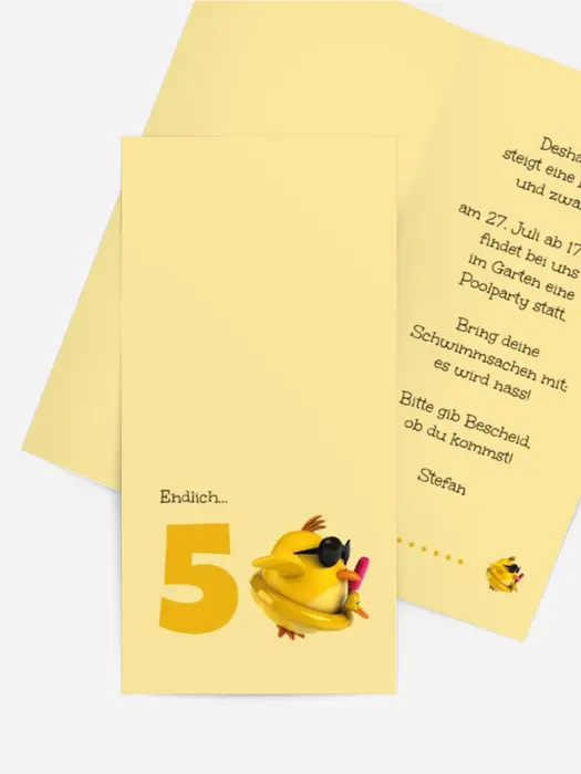 Geburtstagseinladungskarte Kuecken 50