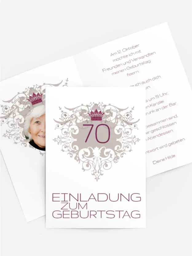Einladung zum Geburtstag Krone 70 Foto