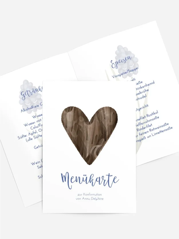 Menükarte Konfirmation  Muscari-Blumen