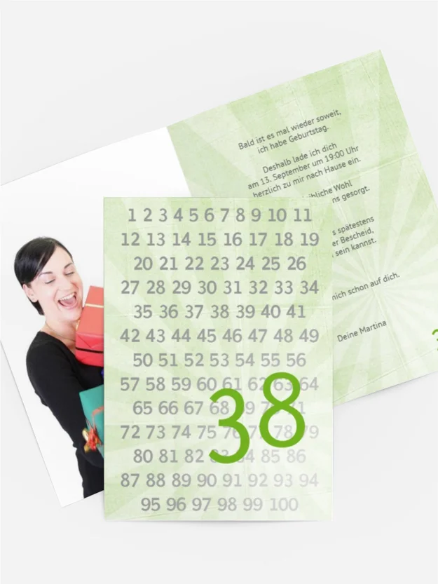 Geburtstagseinladungskarte Zahlenreihe Foto