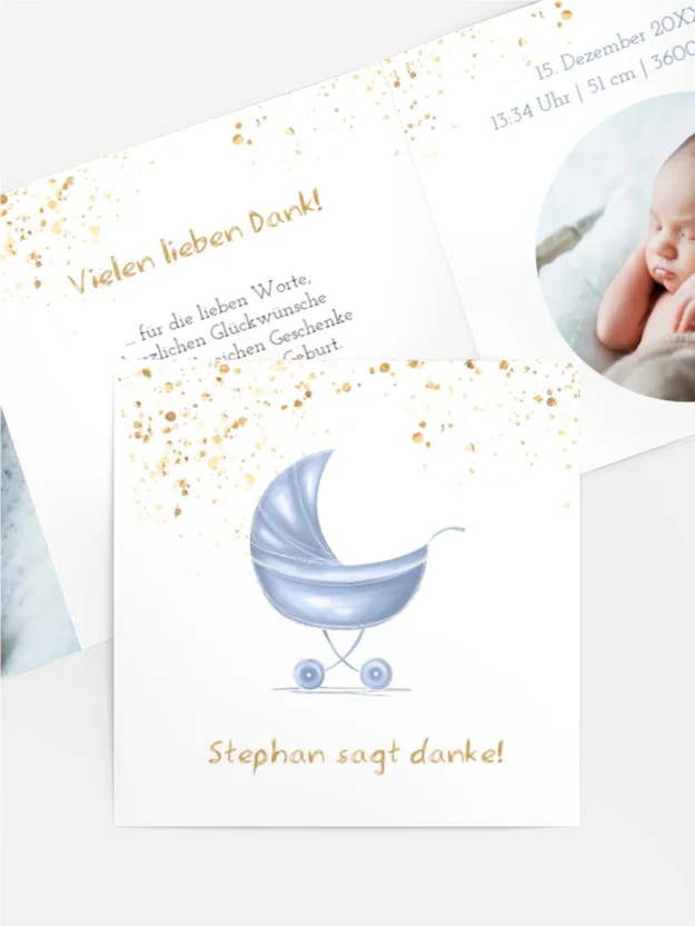 Dankeskarte Geburt - Kinderbuggy