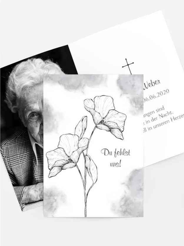 Sterbebildkarte Blumenfreund