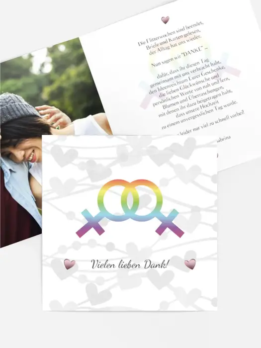 Dankeskarte Hochzeit "Im Zeichen der Liebe - Frauen"