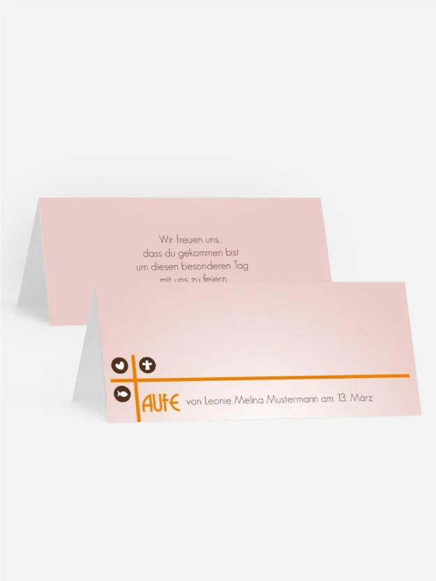 Tischkarte zur Taufe Taufkreuz