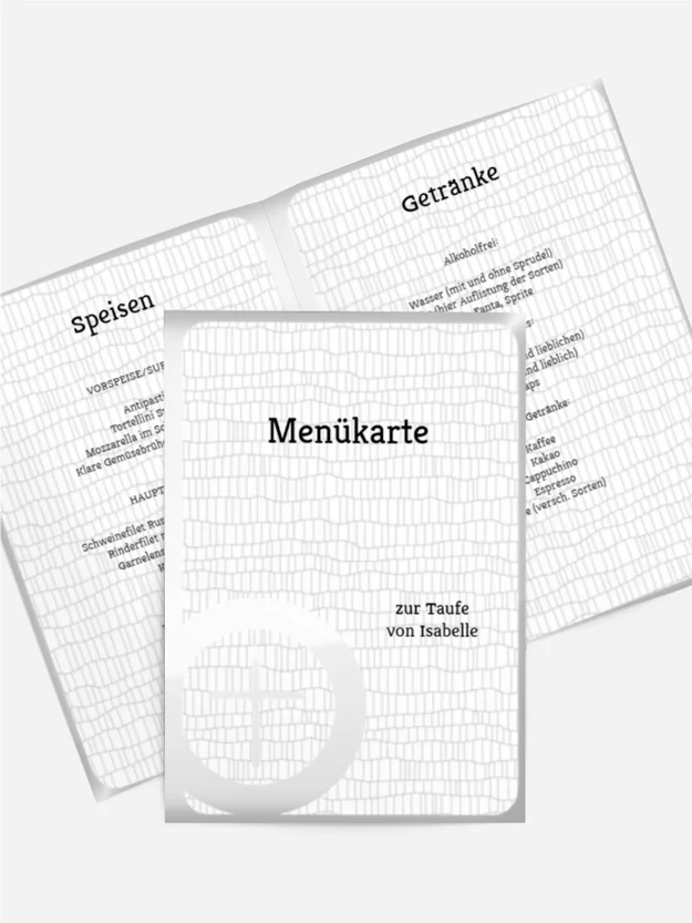 Menükarte Taufe Taufsymbolrahmen