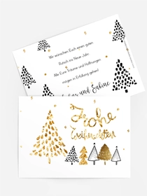 Goldene Weihnachtsbäume Neujahrskarte