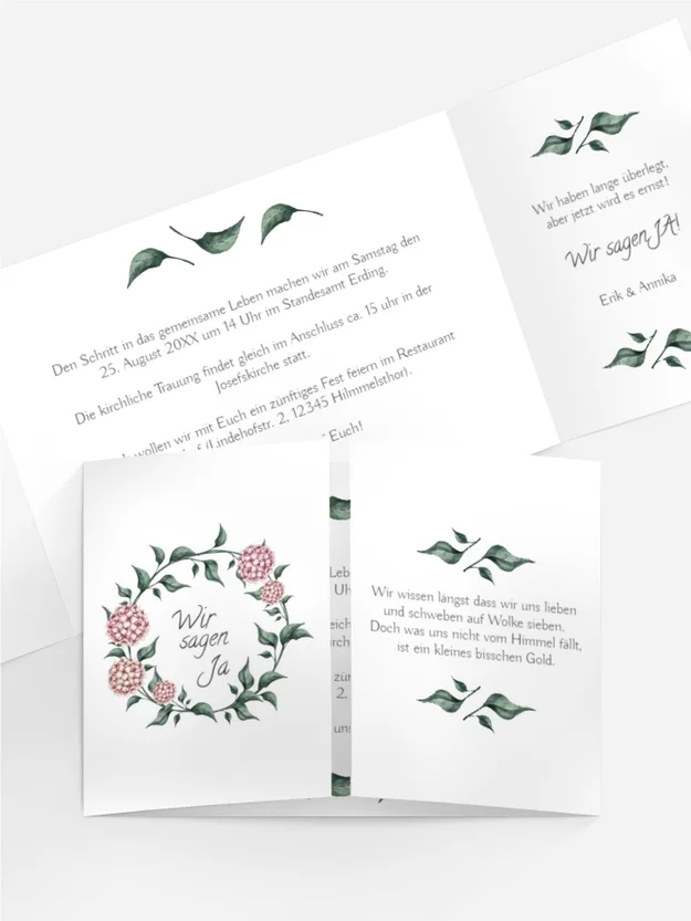 Hochzeitseinladung Grünblatt