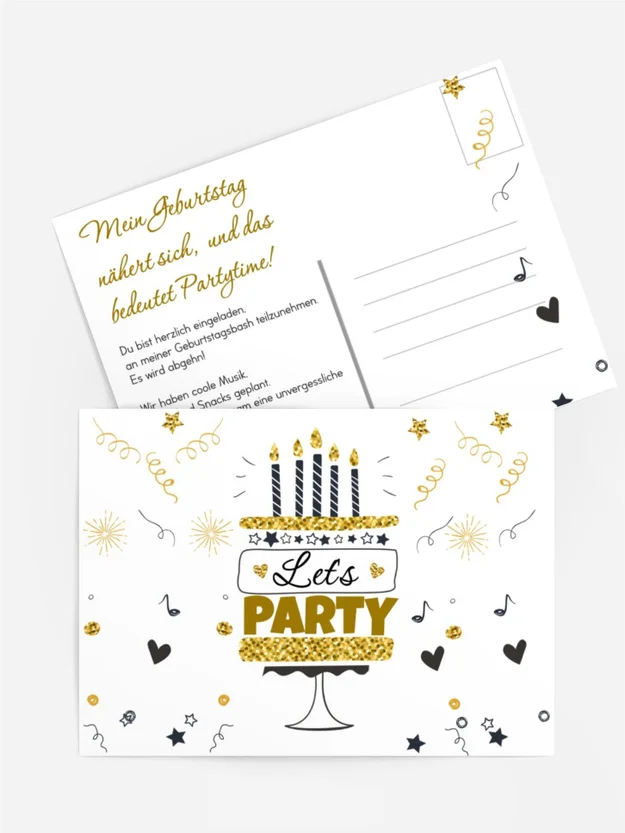Geburtstagseinladung Goldener Kuchen