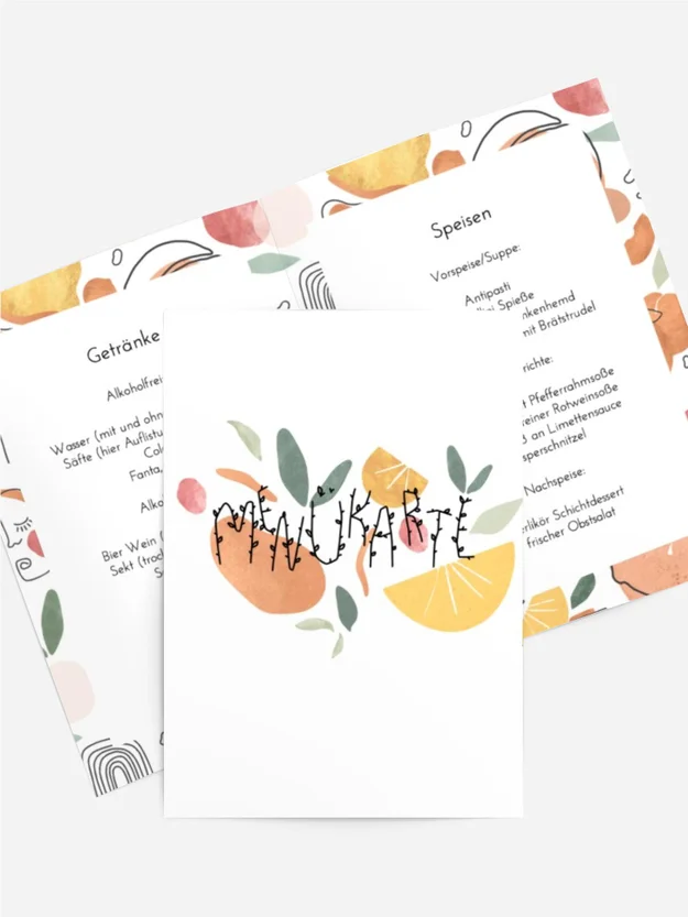 Menükarte Geburtstag Briefe von  Zweige