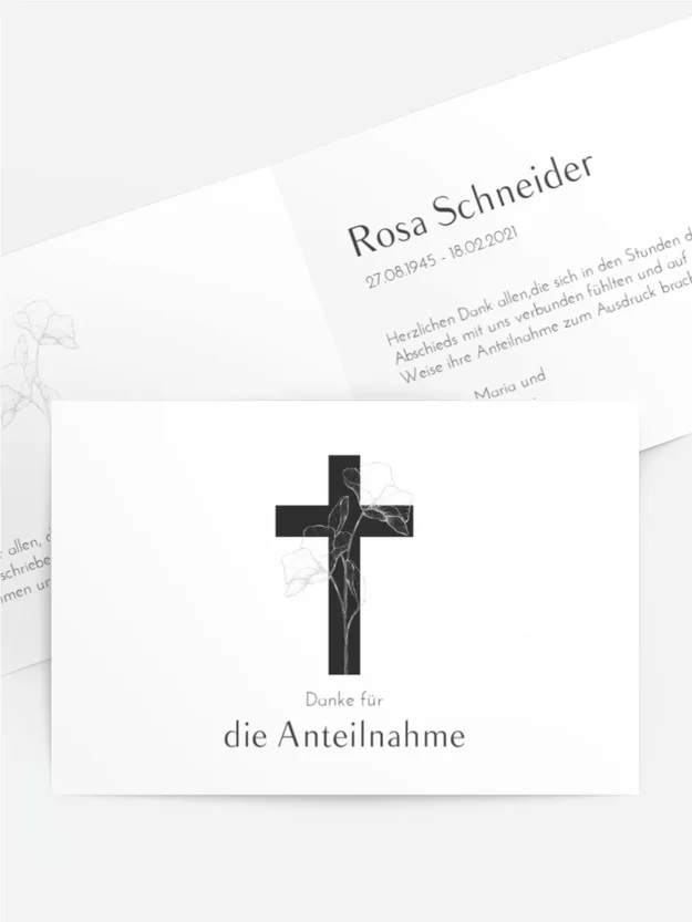 Trauerdanksagung Unvergessliche Blumen