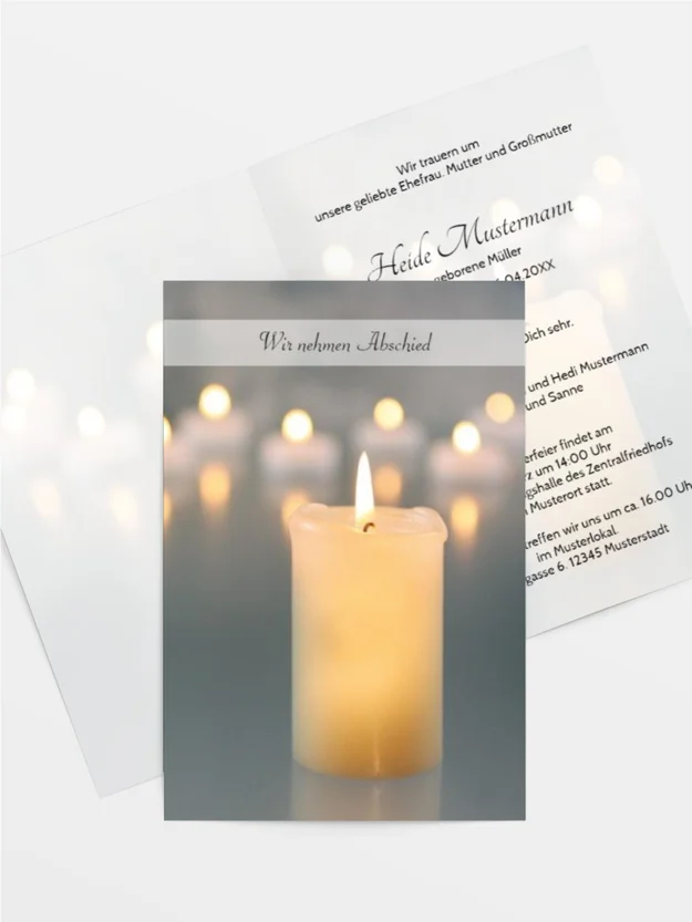 Trauerkarte Kerzenlichter hoch Trauerkarte Kerzenlichter hoch