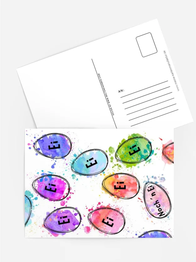Aquarellkarte „Noch’n Ei“ – Bunte Ostergrüße mit Humor