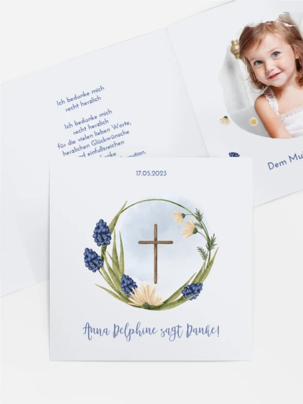 Dankeskarte Konfirmation Zarte Blumen