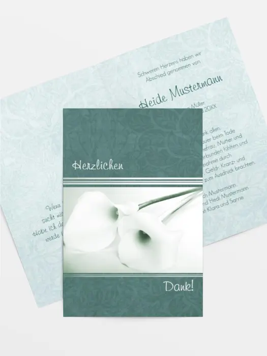 Trauerdanksagung Calla Lilie hoch Trauerdanksagung Calla Lilie hoch