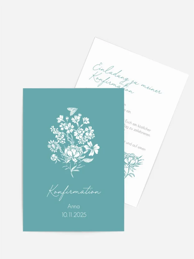 Einladungskarte Konfirmation Weiße Motten