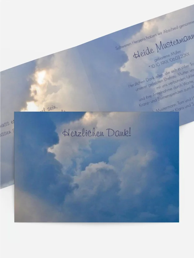 Trauerdanksagung Himmel quer