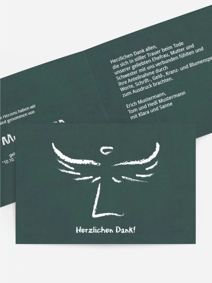 Trauerdanksagung Heavenly Wings quer Trauerdanksagung Heavenly Wings quer