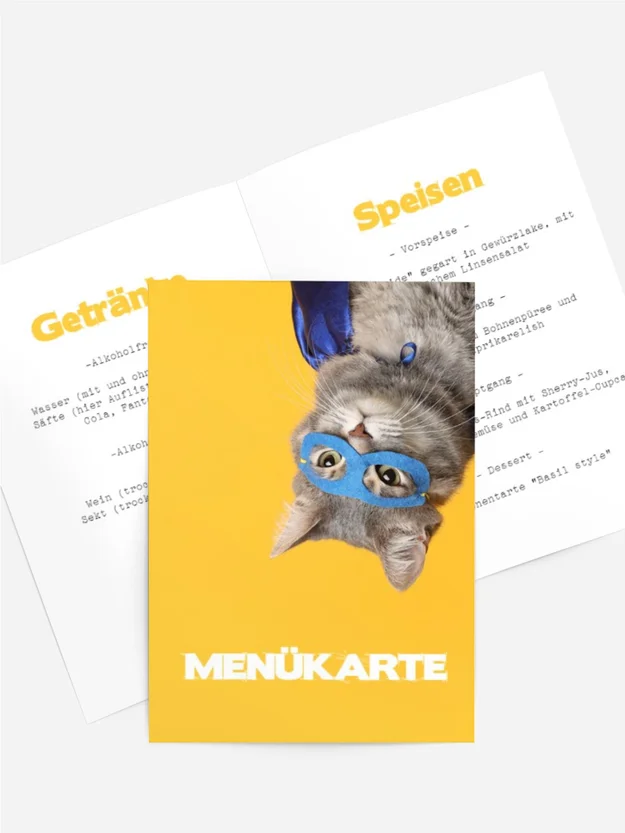 Menükarte Geburtstag Katzenheld