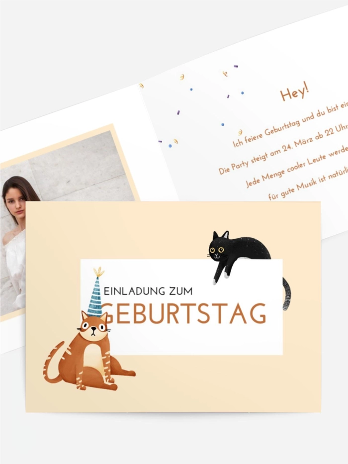 Geburtstagseinladung Urlaubskatzen Geburtstagseinladung Urlaubskatzen
