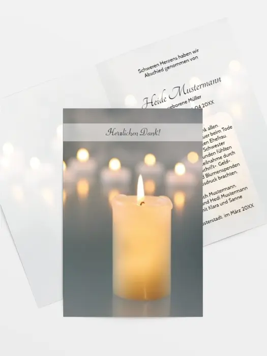 Trauerdanksagung Kerzenlichter hoch