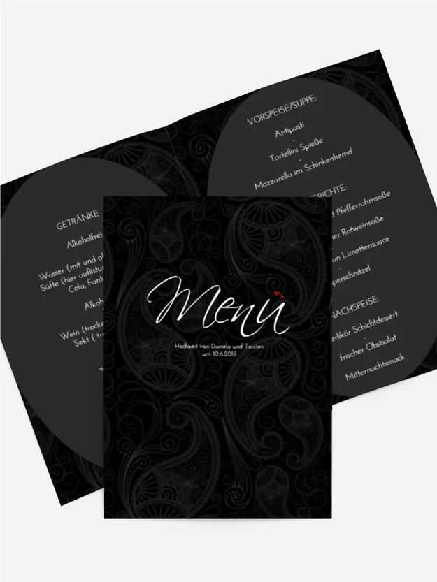 Menükarte Traumhochzeit