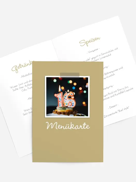 Menükarte Geburtstag Sanfter Erwachsener